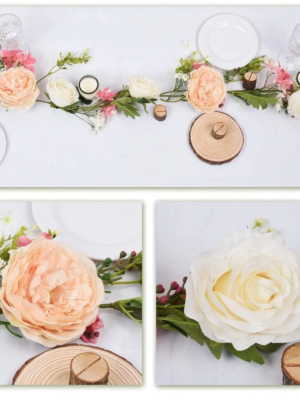 NIB Champagne Variety Peach and Pink Floral Garland - Wedding,Shower Arch 2 Pack